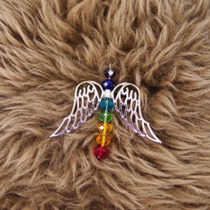 pendentif fait à la main Angel Wings avec 7 couleurs Chakra Collier Accessoires | | pendentif Chakra pendentifs de méditation |