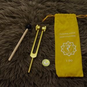SOLAR PLEXUS Chakra Weighted metal tuning forks set 126.22Hz for sound healing meditation