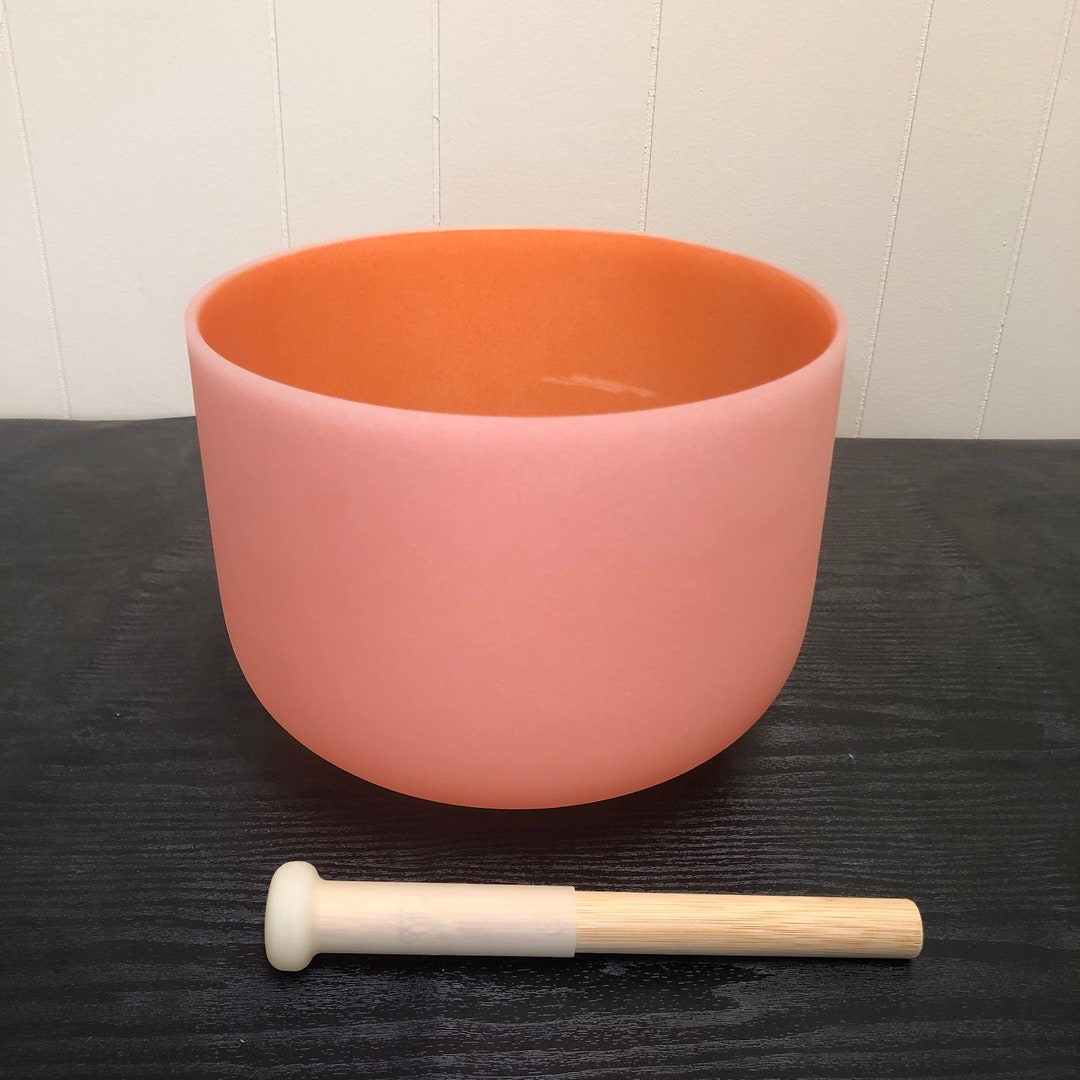 432hz 10inch D Note Perfect Pitch Crystal Singing Bowl Orange Color ...