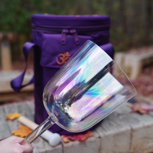 Crystal singing bowl with handle choose notes come with bamboo mallet and hard bag for sound healing meditation