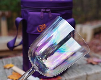 Crystal singing bowl with handle choose notes come with bamboo mallet and hard bag for sound healing meditation