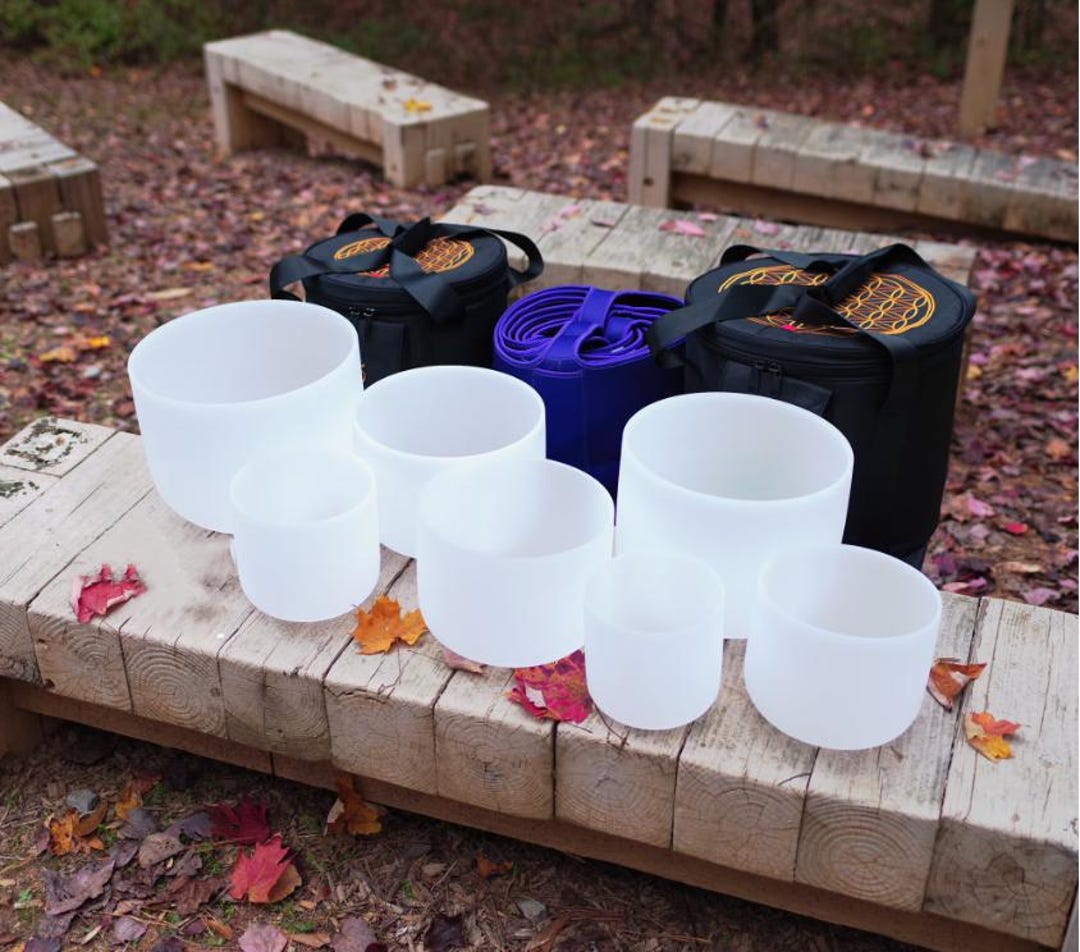 432Hz クリスタルシンギングボウルセット：7音フロステッドクォーツ