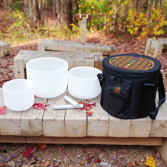 432Hz クリスタルシンギングボウルセット：7インチ、8インチ、9インチ