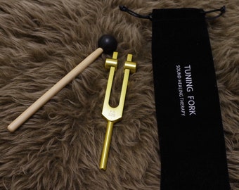 528HZ Metal Tuning Fork with bag and one rubber wooden mallet for sound healing meditation