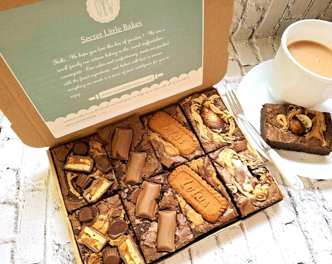 Handmade Luxury Brownies Gift Letterbox Selection Gift Message Included  Vegetarian Friendly