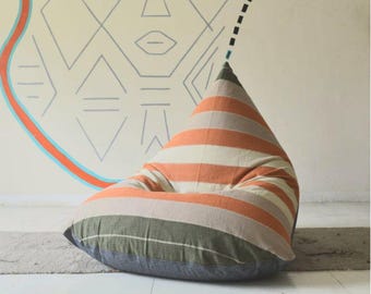 Funda para puf infantil y adulto de 39x39x39 cm - XL - Algodón lavable - Asiento de suelo - Tejido a mano estilo boho - Puf de suelo natural para guardería o sala de juegos