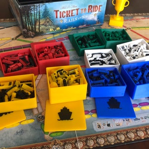 Two (2) Storage Boxes - Boats & Trains - for Ticket to Ride Rail and Sails