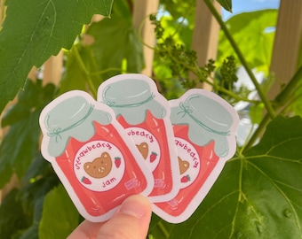 Strawberry Jam | Strawbeary Jam | Breakfast | Food | Picnic | Summer | Matte Weatherproof Sticker | Cute | Kawaii | Bujo | Penpal | Laptop