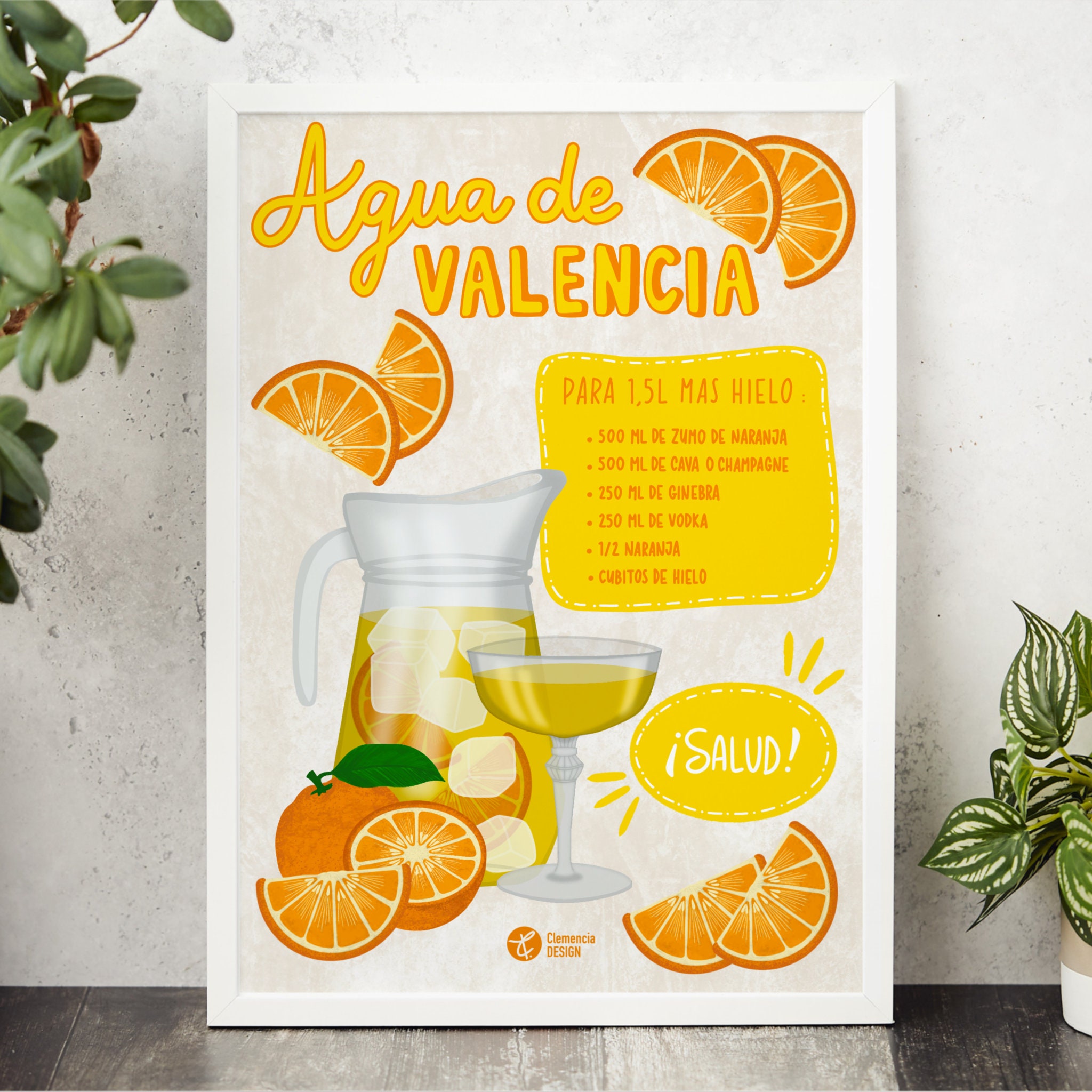 Valencia Cocktail Art Print, Agua De Valencia Print, Cocktail