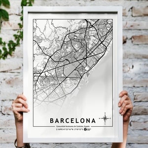 Barcelona Karte Poster, Barcelona Karte Druck, Barcelona personalisierte Karte Kunst, Spanien Stadt Karte Poster, Barcelona Wandkunst, Barcelona Reisegeschenk