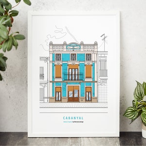 Valencia House Drawing Print, Valencia Travel Poster, Valencia Kleurrijke Kunst, Spanje Travel Print, Travel Art Collection, Home Art Decoration