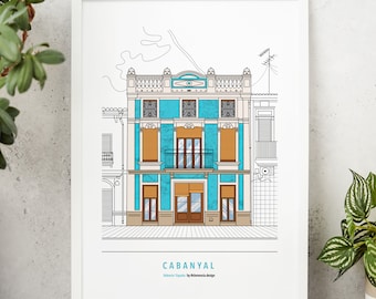 Valencia House Drawing Print, Valencia Travel Poster, Valencia Colourful Art, Spain Travel Print, Travel Art Collection, Home Art Decoration