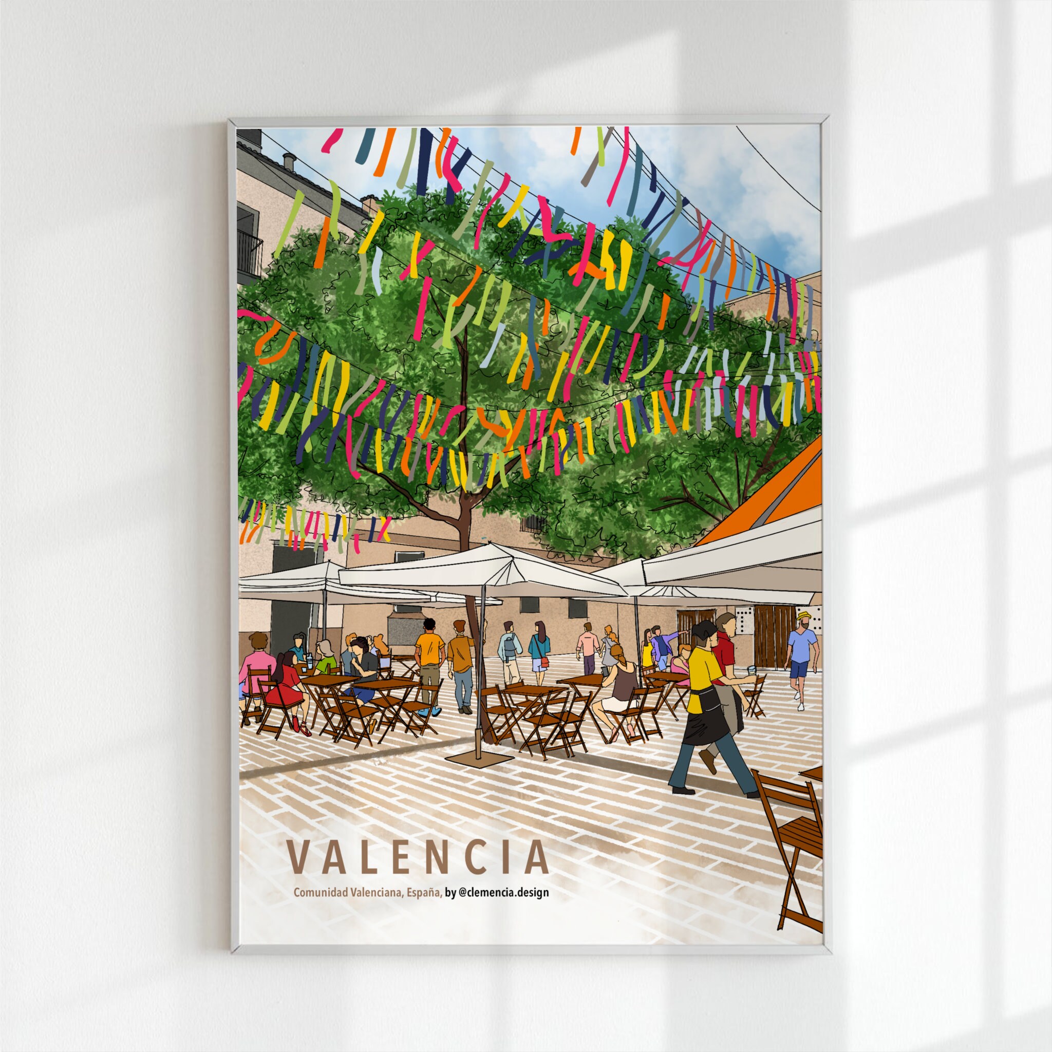 Valencia Place Drawing Print, Valencia Travel Poster, Valencia
