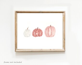 Physical Seasonal Watercolor Fall Pumpkin Print, Fall Gallery Wall Art, Watercolor Physical Print, Fall Wall Decor, Autumn, Pastel Art