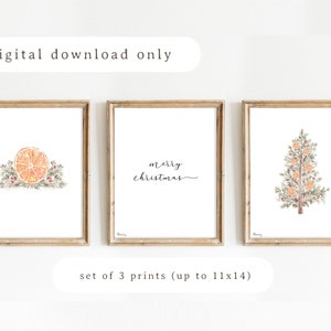 Citrus Oranges Christmas, Digital Download, Christmas Printable Art, Christmas Watercolor Painting, Holiday Art, Christmas Tree Print