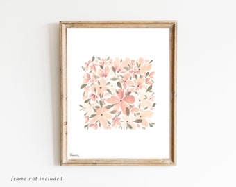 Neutral Spring Floral Watercolor, Wall Art, Watercolor Painting, Watercolor Flowers