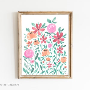 Spring Watercolor Floral Art, Colorful Watercolor Flowers Print, Floral Art Wall Decor, Watercolor Painting,  Watercolor Wall Art, Bright
