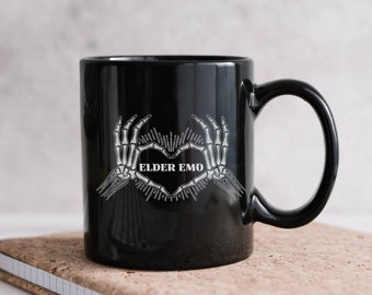Elder Emo Mug: Skeleton Hands Heart - 11oz Coffee Mug