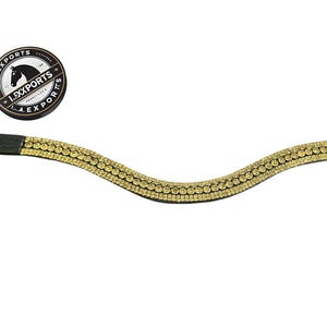 Bling Stirnband,Strassstein Stirnband, Gold Stirnband Kristall Stirnband 5 Reihig Leder Klare Kristall Trensenstirnband Dressur Größe Full,Cob,Pony