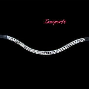 3 Row Clear Crystal U Shape Curve Black or brown Finished leather Browband Full,Cob,Pony,Extra Full For Dressage Bridle