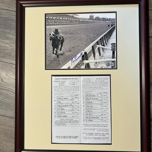 Secretariat 50th Anniversary Belmont Stakes Program / Photo Framed Signed