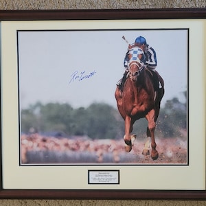 Secretariat 1973 Belmont Stakes Head On Photograph 16x20 Signed Ron Turcotte Framed!! New!!