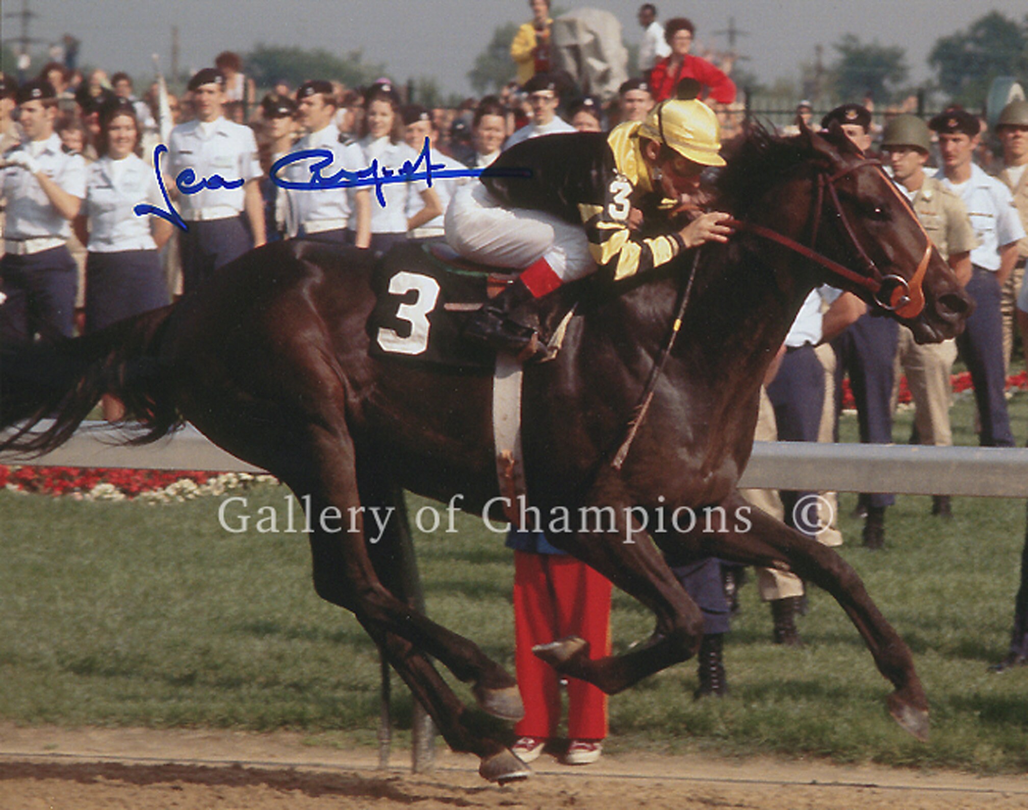 Seattle Slew 1977 Triple Crown Winner 8 Photo Set 8" x 10"'s. One Signed Jean Cruguet