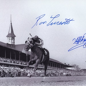 Secretariat 1973 Kentucky Derby Remote Photo Double Signed Ron Turcotte / Laffit Pincay Jr. 8&quot; x 10&quot;
