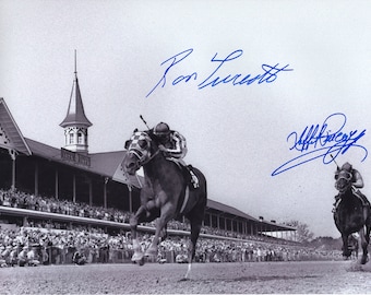Secretariat 1973 Kentucky Derby Remote Photo Double Signed Ron Turcotte / Laffit Pincay Jr. 8&quot; x 10&quot;