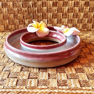 Red Rimmed Plumeria Ring