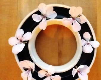 Black and White Plumeria Ring