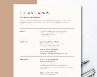 Resume Template, Professional Modern Resume Template for Pages, Word & Google Docs, Clean Modern Executive Resume Template 2023, CV Template