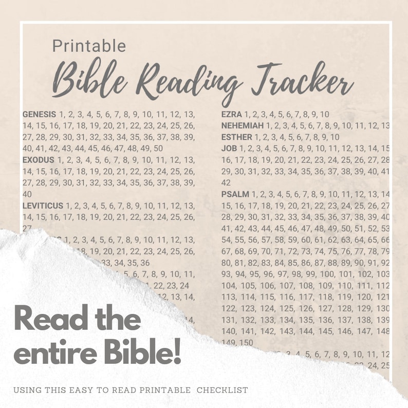 Printable Bible Reading Planner, Checklist - Etsy