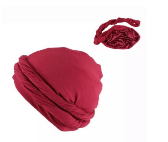 Satin Lined Black Halo Turban Durag Turban Hat for Men New Dome Wave ...