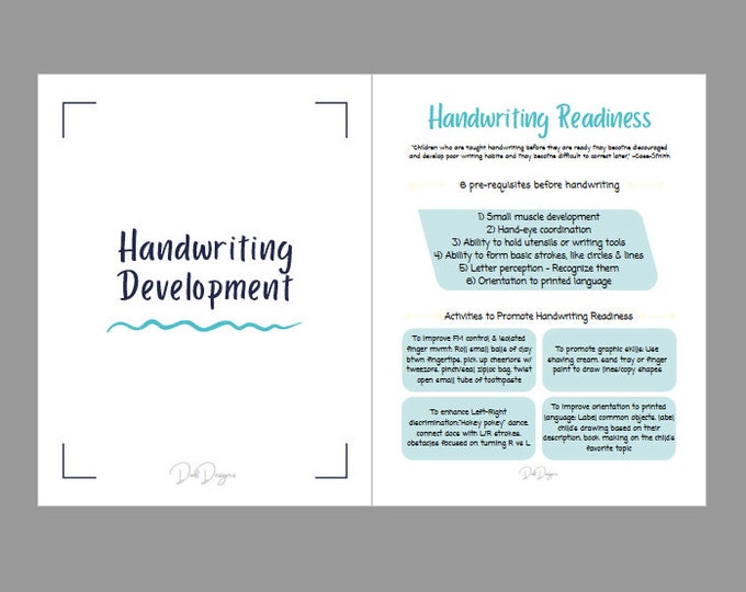 Handwriting Readiness, Handwriting Skills Cheat Sheet Reference ...