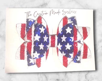 Patriotic Glitter Bow Collection 3.5” Bow