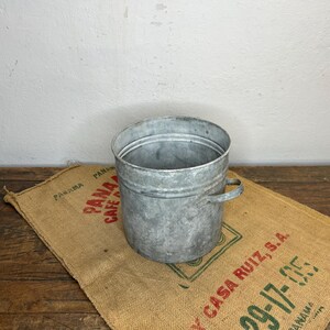 Antique, zinc pot, zinc bucket, preserving kettle, canning pot, zinc tub, flower pot, planter, rare