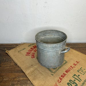 Antique, zinc pot, zinc bucket, preserving kettle, canning pot, zinc tub, flower pot, planter, rare