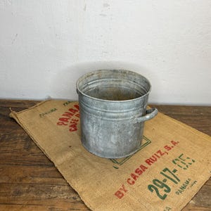 Antique, zinc pot, zinc bucket, preserving kettle, canning pot, zinc tub, flower pot, planter, rare
