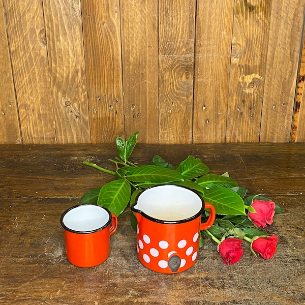 Valentinstag Geschenk,Emaille Tasse, Emaille Milchtopf, Emaille Becher