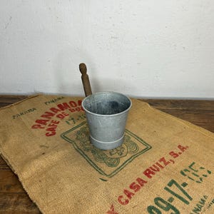Antique, zinc pot, zinc bucket, preserving kettle, canning pot, zinc tub, flower pot, planter, rare, water ladle