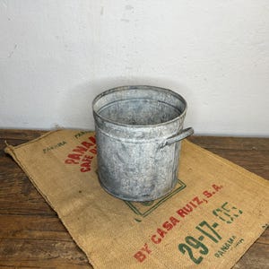 Antique, zinc pot, zinc bucket, preserving kettle, canning pot, zinc tub, flower pot, planter, rare