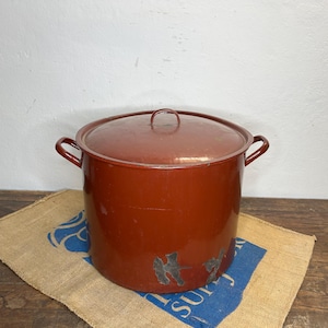 Pentola antica, vintage, pentola smaltata, vecchia pentola smaltata, pentola smaltata antica, grande pentola smaltata,