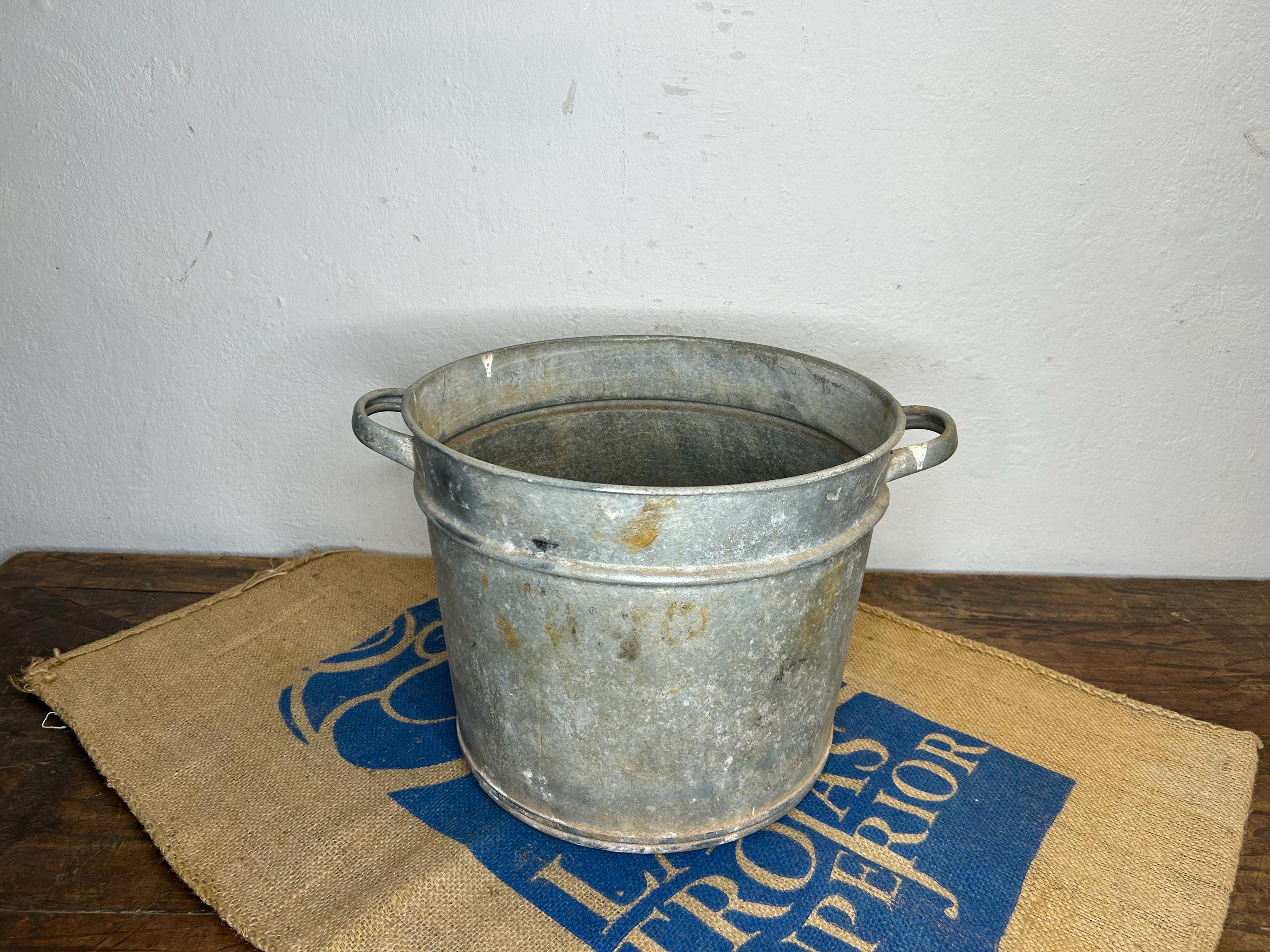 Antigüedad, olla de zinc, cubo de zinc, cacerola para conservas, cubo de zinc