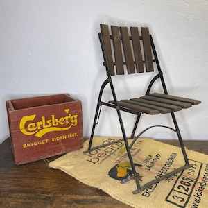 Antique beer garden chair, GDR, East, vintage, garden chair, folding chair, gift, wooden chair, iron chair,