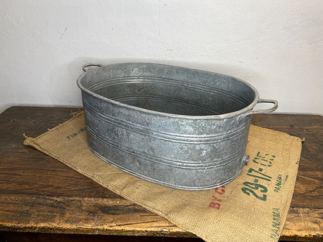Antique, Zinc Tub, Tin Tub, Zinc Pot, Antique Zinc Tub, - Etsy