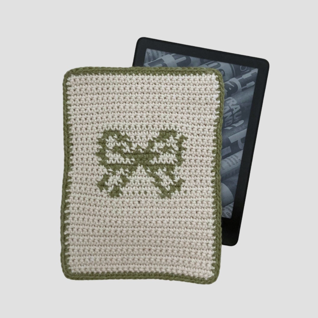 Green Bow Crochet Kindle/ereader Cover - Etsy Australia