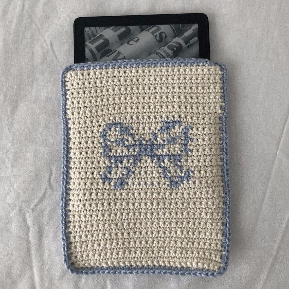 Blue Bow Crochet Kindle/ereader Cover - Etsy Australia