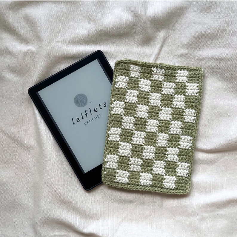 Green Ereader Green Checkered Crochet Kindle/ereader Cover - Etsy Australia
