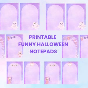 Printable Funny Halloween Notepads | Digital Memo Pad | Ghost, Bat, Skeleton Designs (5x7 inc)